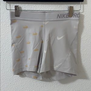 White Nike pro spandex shorts